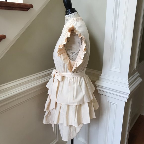 Marie Oliver Emery Mini Dress Womens Small Macadamia Cream VNeck Flutter Sleeve - Picture 10 of 13